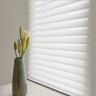 Tela Shangrila Roller Blinds de poliéster com Valance Dupla Camada Manual Tipo Aberto