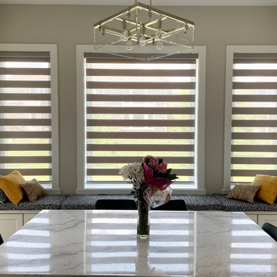 Cortinas de janela de dupla camada de escurecimento completo Cortina de janela Zebra para estilo de design contemporâneo