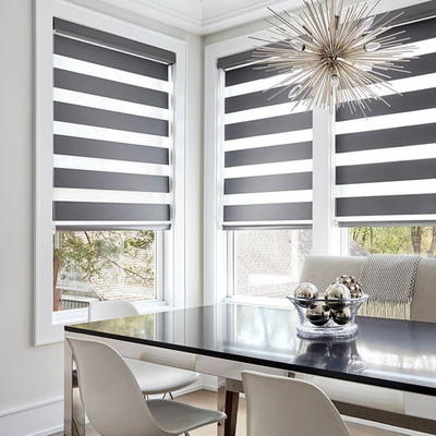 Cortinas de janela de dupla camada de escurecimento completo Cortina de janela Zebra para estilo de design contemporâneo