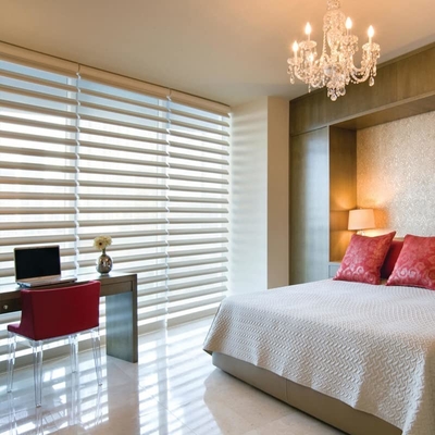 Banheiro personalizado Anti-UV e Isolamento térmico Motorizado Elétrico Shangrila persianas