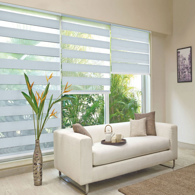 Cortinas de janela de dupla camada de escurecimento completo Cortina de janela Zebra para estilo de design contemporâneo