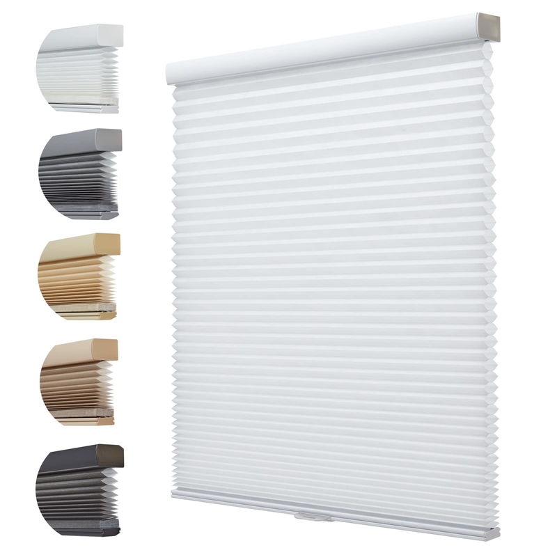 WELLSOURCE Sombras celulares sem fio sem perfuração Blinds de favo de mel apagão para janelas quarto de dormir, escritório fácil de instalar